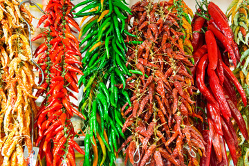 Fototapeta premium Red and green hot chilly peppers