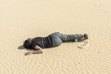 Woman fainted in desert sand