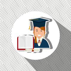 graduate student with  book and diploma isolated icon design, vector illustration  graphic 