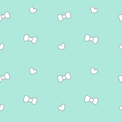 cute black white bows on blue background seamless vector pattern illustration