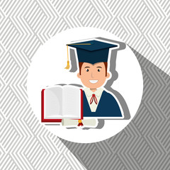 graduate student with  book and diploma isolated icon design, vector illustration  graphic 