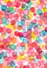 Fototapeta na wymiar Bright abstract pattern with multicolored watercolor dots, vecto