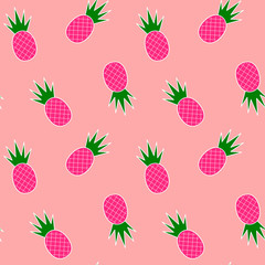 colorful pineapples on pink background seamless vector pattern illustration
