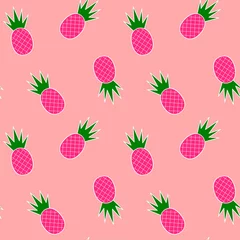 Foto auf Glas colorful pineapples on pink background seamless vector pattern illustration   © Alice Vacca