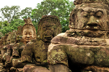 Heads on Bridge Angkor Thom, Cambodia