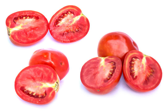 Image of tomato deer fabric lined up nicely . On a white background.
look delicious.