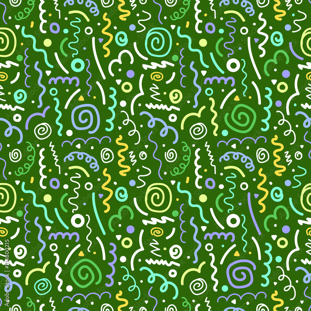 Poster different hand-drawn doodle elements pattern. abstract seamless