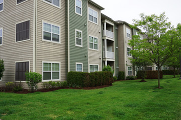 landscaping lawn and green tree in apartment community