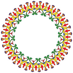 Vector colorful round lace frame.