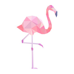 Pink polygonal flamingo. - obrazy, fototapety, plakaty