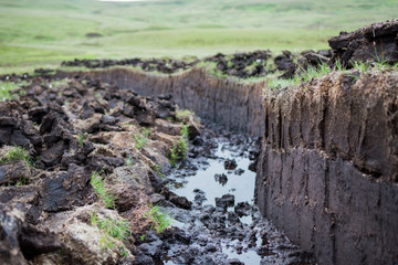 Naklejka premium Peat digging on the Isle of Skye, Scotland