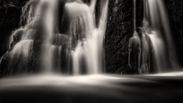 Waterfall, long exposure, Sweden, black and white