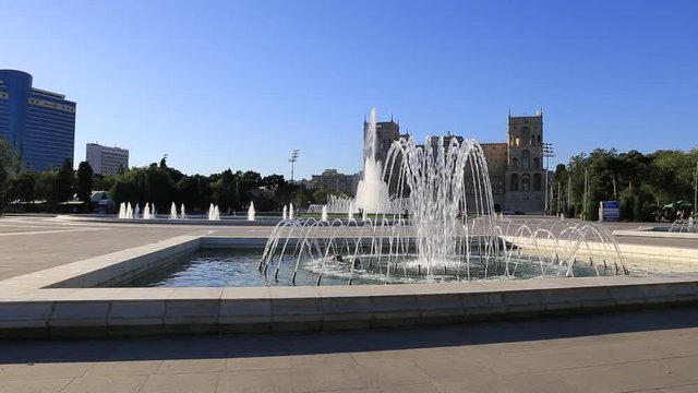 Fountain in national park in front of house of government in Baku. The Republic of Azerbaijan