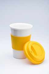 Takeaway coffee cup on white background.