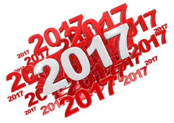 New Year 2017. Image with clipping path.