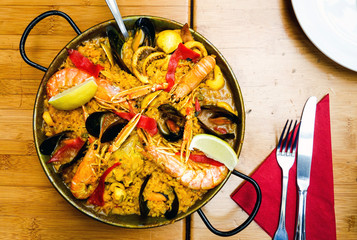 Prawn with rice - closeup of prawn with rice - traditionnal span