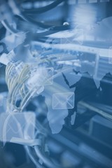 Composite image of map with emails