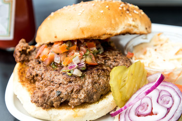 Cheese burger - American cheese burger with fresh salad