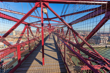 The Bizkaia suspension bridge in Portugalete, Spain inside