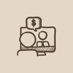 Fototapeta premium Business video negotiations sketch icon.