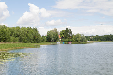 Lake Czos in the city of Mragowo, Mazury region, Poland