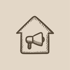 Obraz premium House fire alarm sketch icon.
