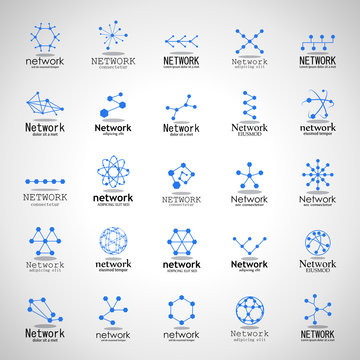 Network Icons Set - Isolated On Gray Background - Vector Illustration, Graphic Design. For Web, Websites, Template