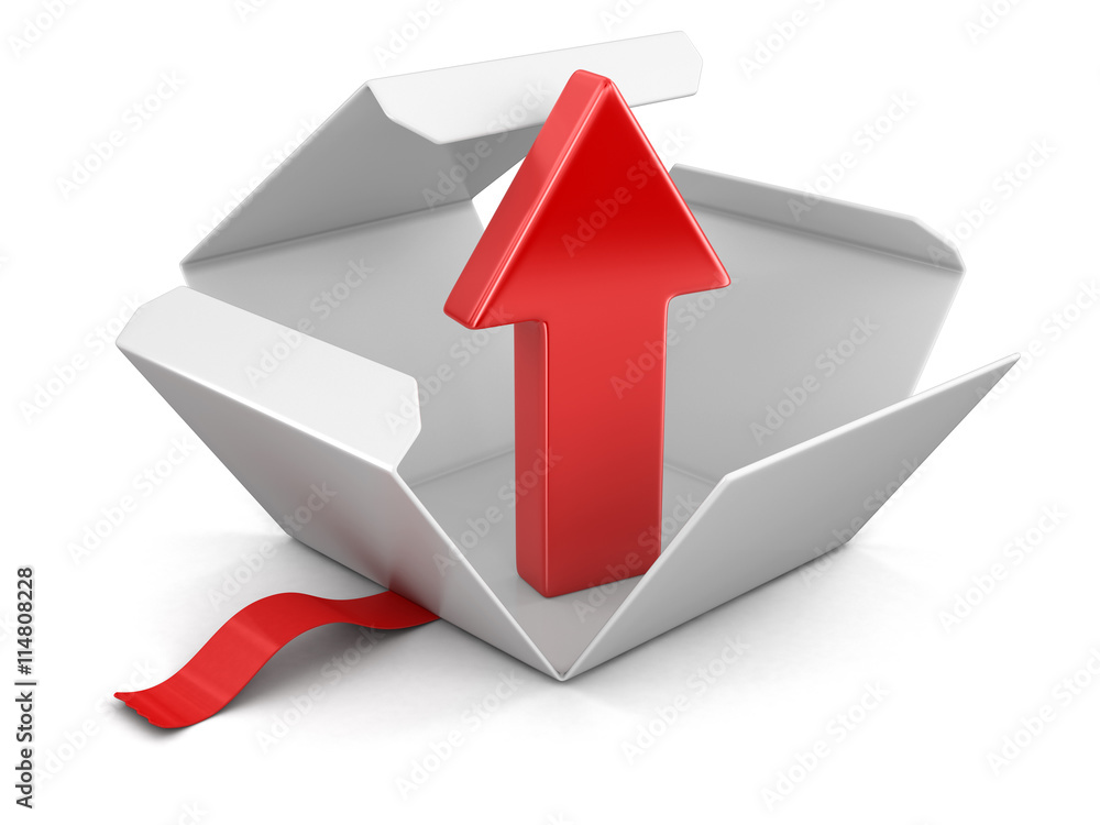 Poster open package with arrow up. image with clipping path
