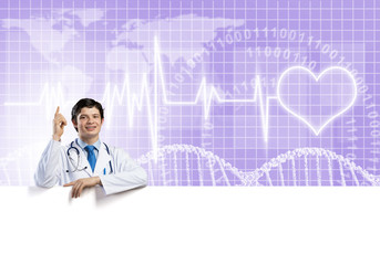 Doctor with banner