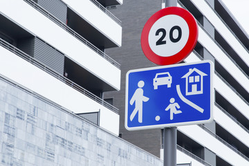 You are entering a residential area!. European union traffic signal, spanish model, other countries...