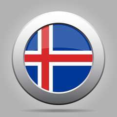 Obraz premium metal button with flag of Iceland