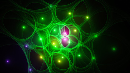 Myriad of colored lights. Far space. 3D illustration. Sacred geometry. Mysterious psychedelic relaxation pattern. Fractal abstract texture. Digital artwork graphic design astrology alchemy magic