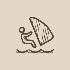 Fototapeta premium Wind surfing sketch icon.