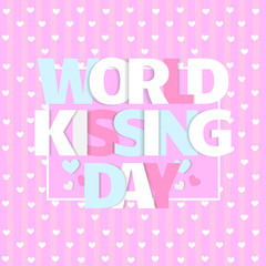World Kissing Day vector card. Celebrate Kissing Day with hearts