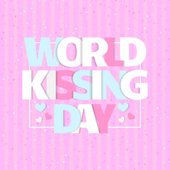 World Kissing Day vector card. Celebrate Kissing Day with hearts