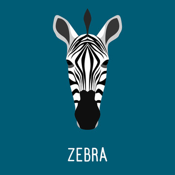 Abstract cartoon geometric zebra portrait.