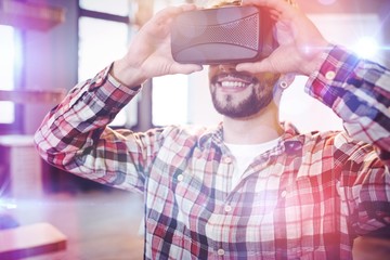 Man using virtual reality headset