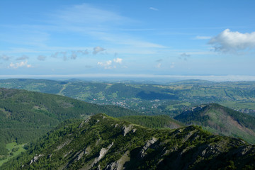 Fototapeta na wymiar View towards Zakopane from trail to Gasienicowa valley.