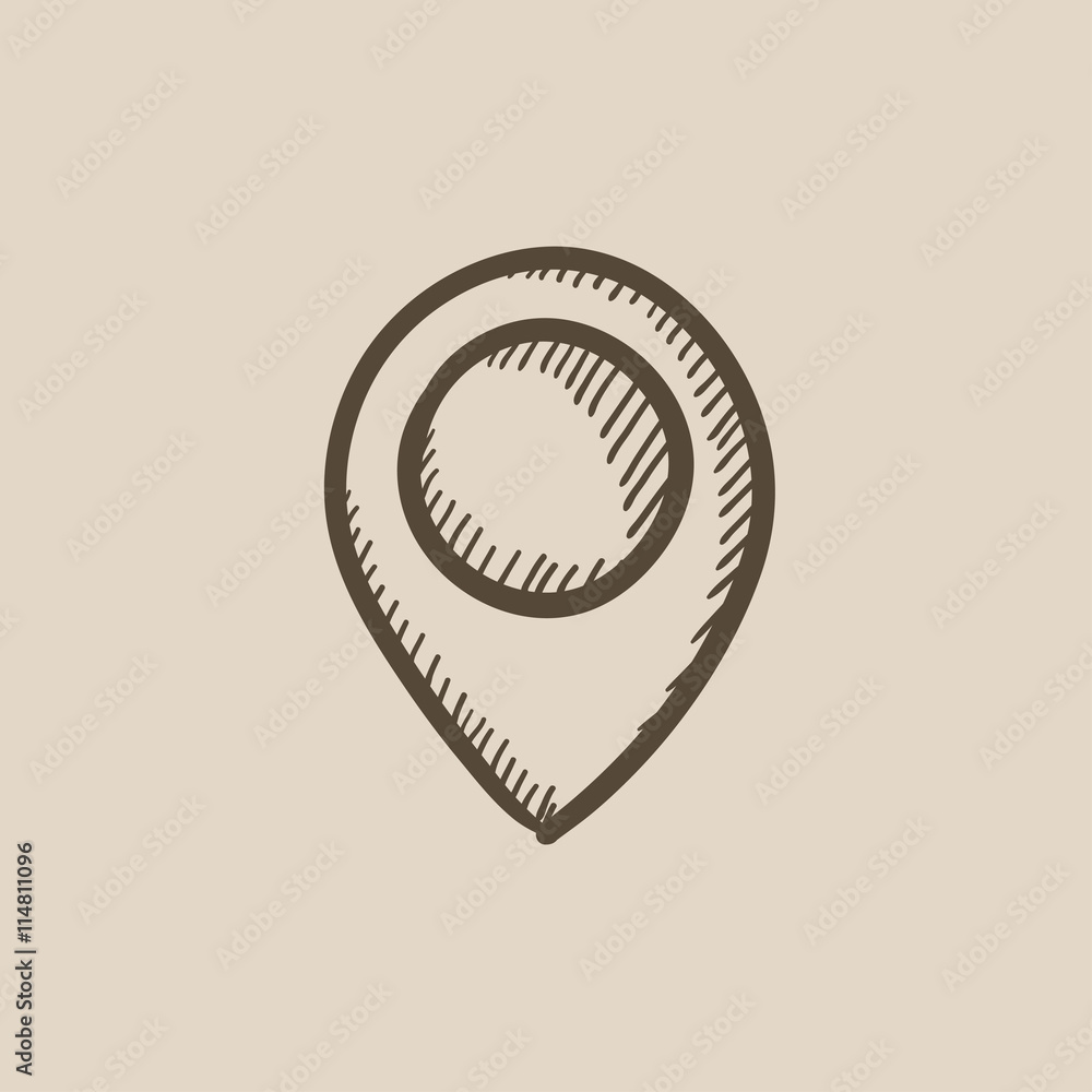 Poster map pointer sketch icon.