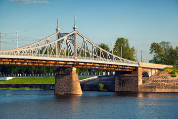 The old Volga bridge in Tver, Russian Federation