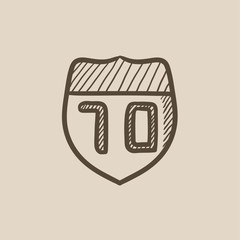 Route road sign sketch icon.