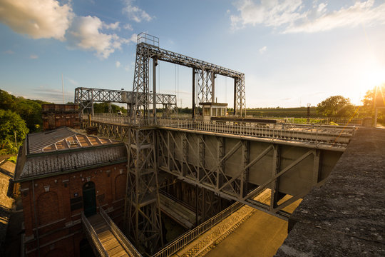 The Strepy-Thieu boat lift on the Canal du Centre in the Province of Hainaut, Belgium.It is the tallest boat lift in the world.