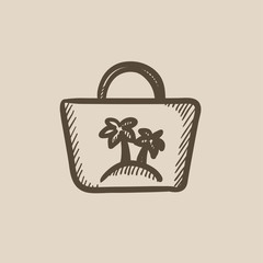 Beach bag sketch icon.
