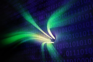Composite image of green vortex with bright light 