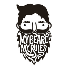 bearded man and text - my beard my rules.