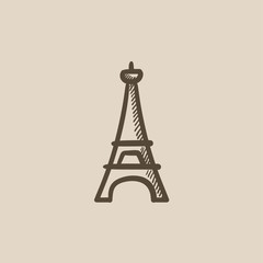 Eiffel Tower sketch icon.