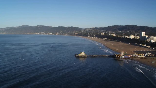 Santa Monica Pier and coastline. Shot in 2010.