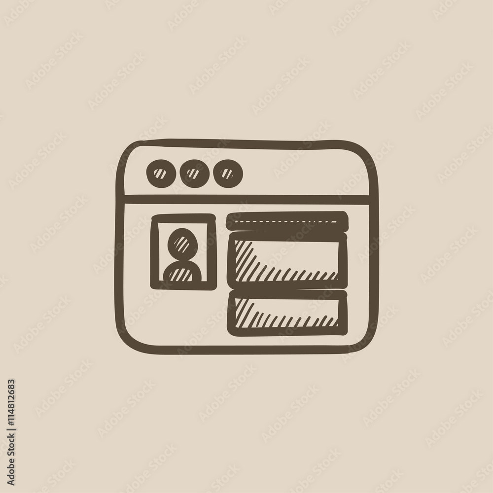Poster browser window with page sketch icon.