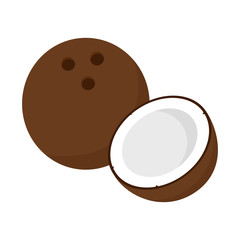Flat icon coconut and half of coconut. Vector illustration.