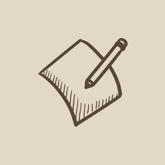 Pencil and document sketch icon.